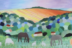 Stud Farm Panorama acrylic ‘painting’ (framed with NR glass) 40”x18” £500