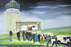 THE MOVING OF BELLE TOUTE LIGHTHOUSE: 20” x 16” £500 (Oil)